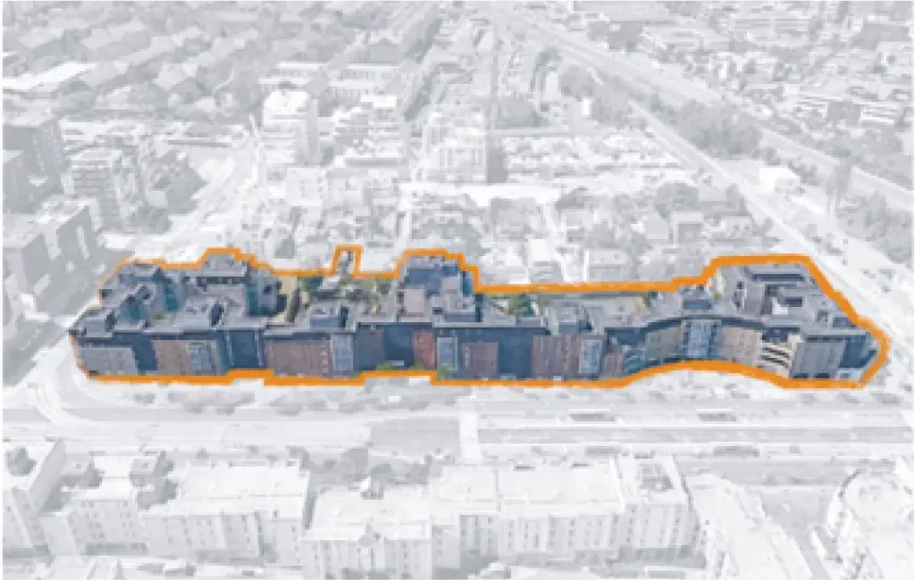 Vue des résidences Colombes Est et Ouest avant réhabilitation et résidentialisation