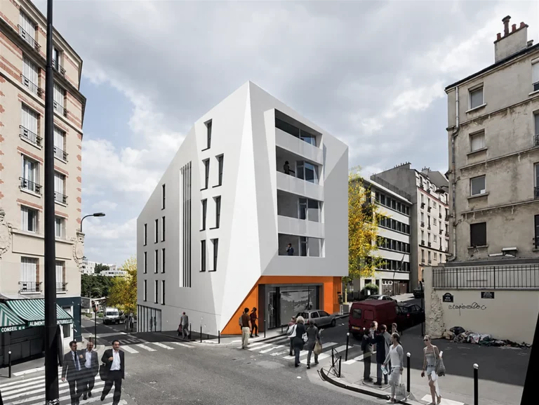 Immeuble de logements neuf rue des Bois à Paris, perspective