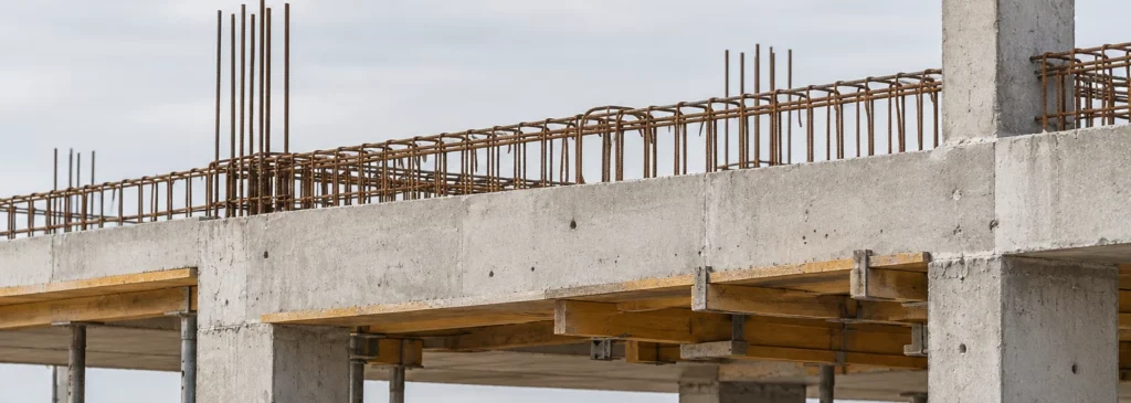 Structure en béton armé en cours de construction