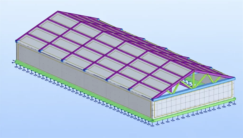 Modèle 3D de la charpente bois de la déchetterie de Neuilly-sur-Marne