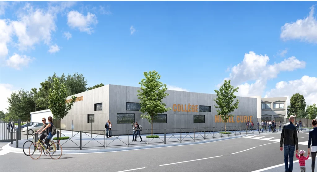 Collège Marie Curie aux Lilas, perspective de l’extension