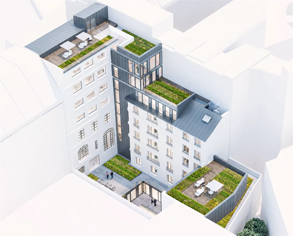 Maquette 3D de la restructuration de l’immeuble de bureaux rue de Magdebourg