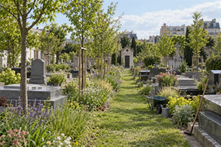 Illustration : allées de cimetière végétalisées